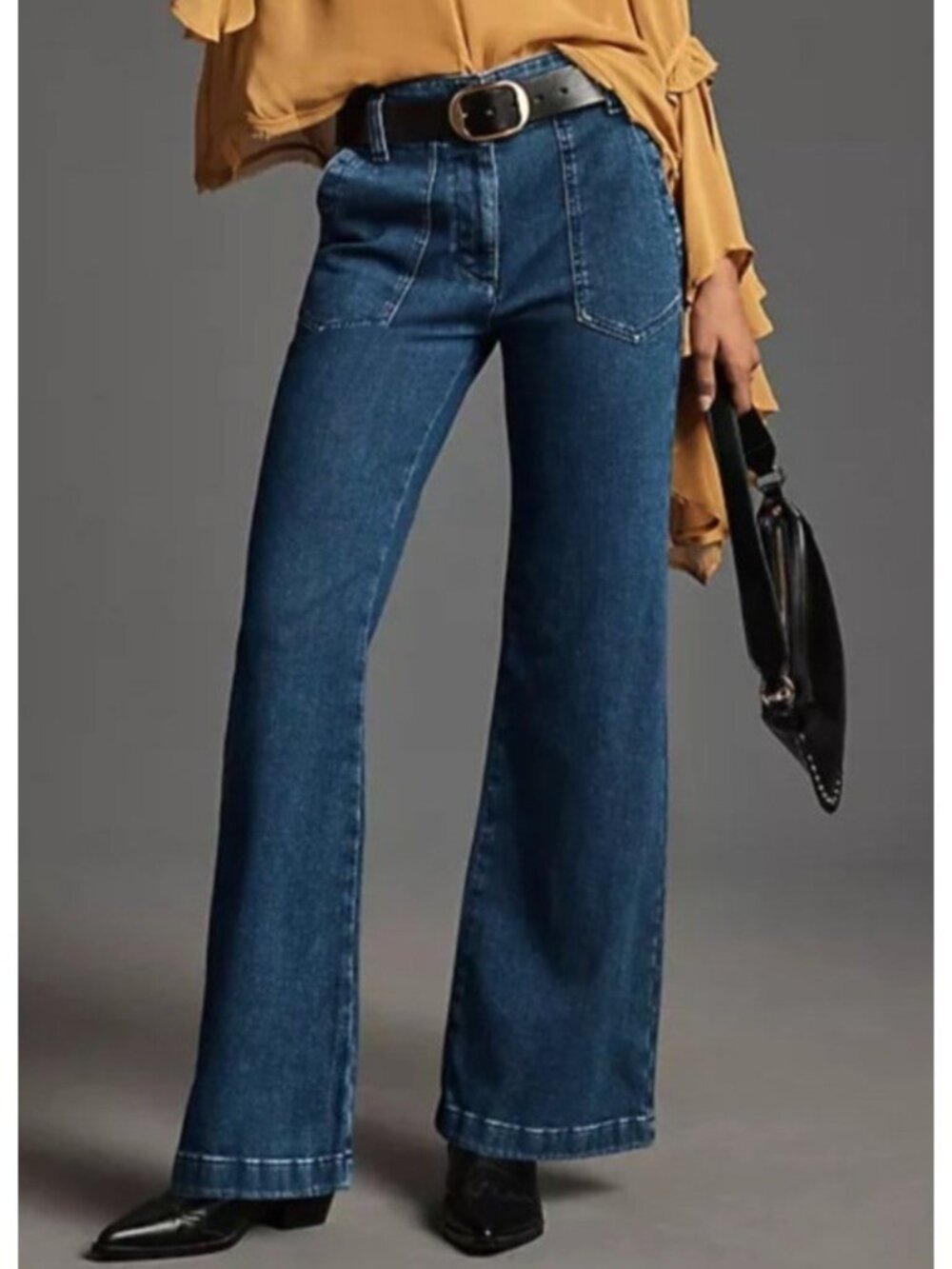 Anthropologie Women's Sz 27 The Naomi High-Rise Wide-Leg Denim Jeans Blue